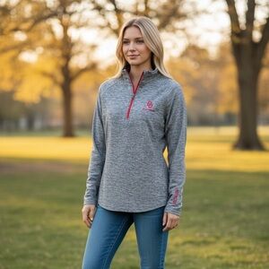 Size M OU Sooners 1/4 zip up pullover Heather gray